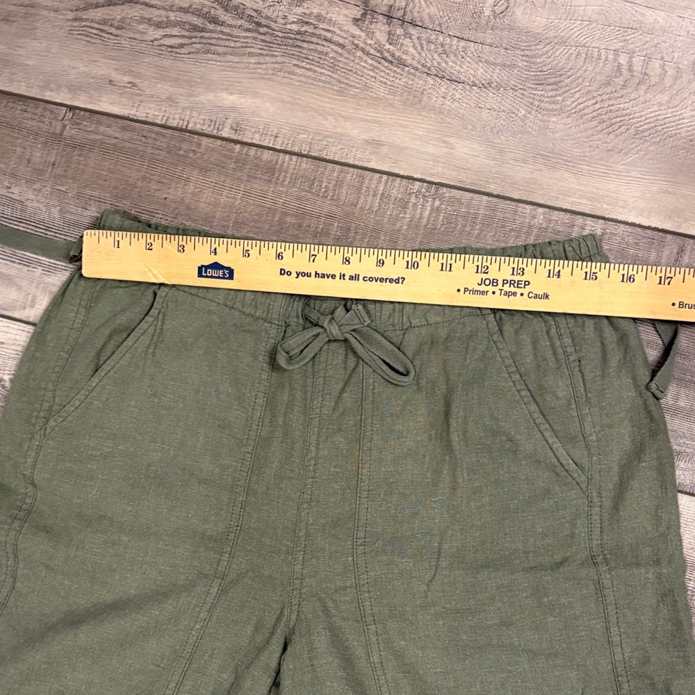 Pilcro Olive Green Linen Blend Elastic Waist Pants EUC Small - Picture 5 of 9